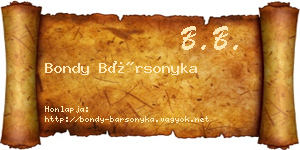 Bondy Bársonyka névjegykártya